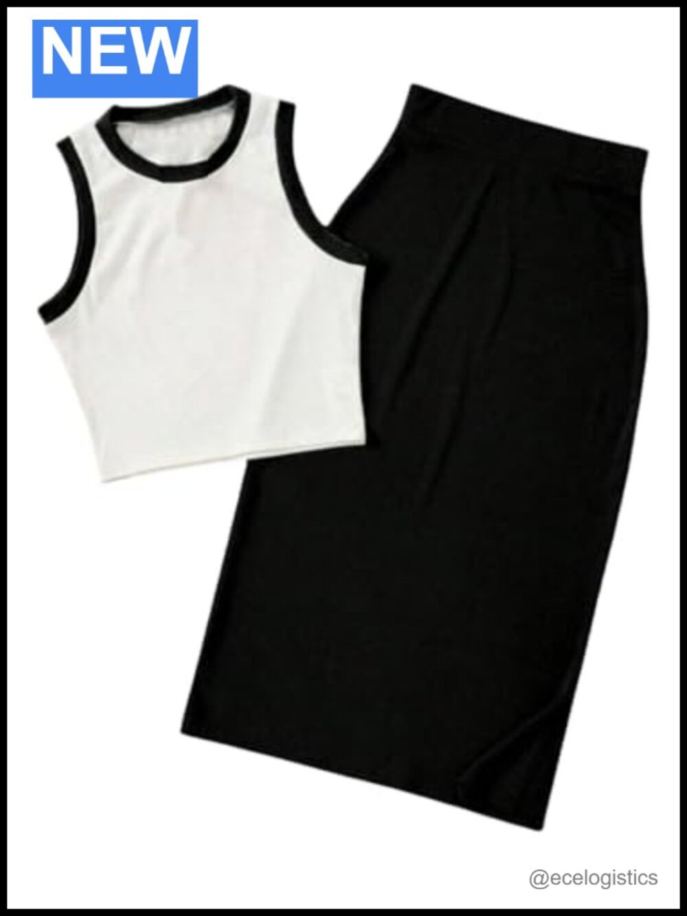 Two Piece Skirt Set Sleeveless Crop Tank Bodycon Midi Skirt Summer Casual Outfit